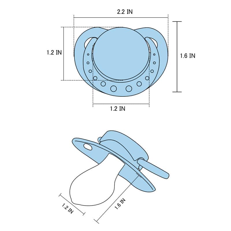 SmallShield Adult Sized Pacifier 3 Pack-Ivory,Blue,Pink