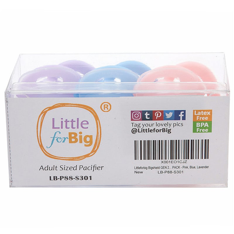 LB-P88-S301-20210128-1 GEN-II Adult Sized Pacifier 3 Pack- Pink Blue Lavender