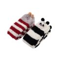 Cute Animal Coral Fleece Thigh High Socks 2 Pack- Pig Red & Panda Black