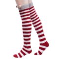 Cute Animal Coral Fleece Thigh High Socks 2 Pack- Pig Red & Panda Black