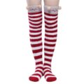 Cute Animal Coral Fleece Thigh High Socks 2 Pack- Pig Red & Panda Black