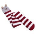 Cute Animal Coral Fleece Thigh High Socks 2 Pack- Pig Red & Panda Black