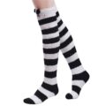 Cute Animal Coral Fleece Thigh High Socks 2 Pack- Pig Red & Panda Black