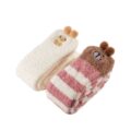 Cute Animal Coral Fleece Thigh High Socks 2 Pack- Sheep White & Bear Red