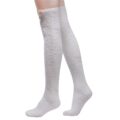 Cute Animal Coral Fleece Thigh High Socks 2 Pack- Sheep White & Bear Red