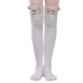 Cute Animal Coral Fleece Thigh High Socks 2 Pack- Sheep White & Bear Red