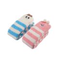 Cute Animal Coral Fleece Thigh High Socks 2 Pack- Sheep Pink & Panda Blue