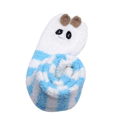 Cute Animal Coral Fleece Thigh High Socks 2 Pack- Sheep Pink & Panda Blue