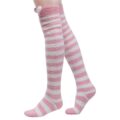 Cute Animal Coral Fleece Thigh High Socks 2 Pack- Sheep Pink & Panda Blue