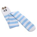 Cute Animal Coral Fleece Thigh High Socks 2 Pack- Sheep Pink & Panda Blue