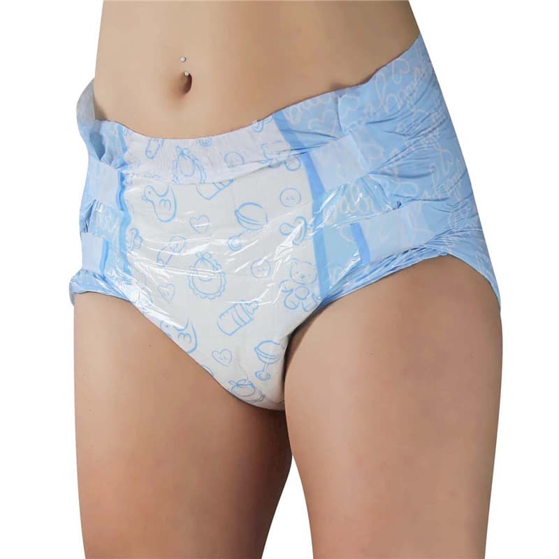 Nursery Blue Printed Adult Brief Diapers
