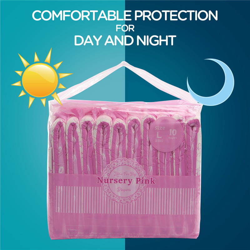 Nursery Pink Printed Adult Brief Diapers