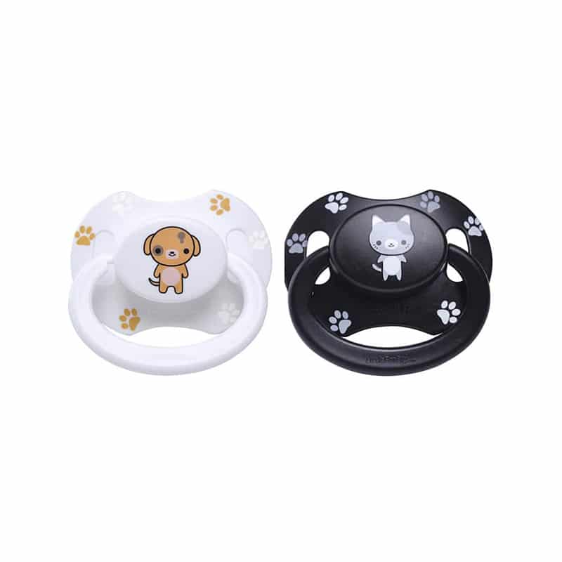 Kitty black & Puppy White Printed Pacifier Set