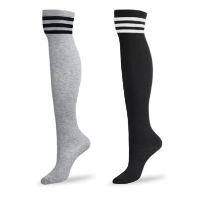 School Girl Knee High Socks- Grey & Black