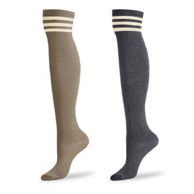 School Girl Knee High Socks- Darkgrey & Brown