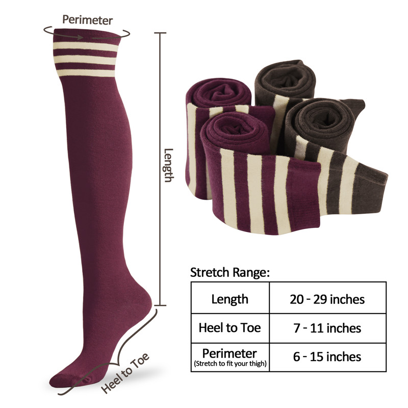 School Girl Knee High Socks- Red & Coffee