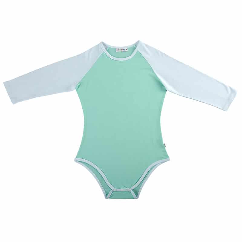 Baseball Reglan Sleeves Green Onesie Bodysuit