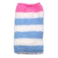 Coral Fleece Thigh High Socks 2 Pack- Striped Blue & Purple Set