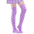 Coral Fleece Thigh High Socks 2 Pack- Dotted Pink & Purple Set