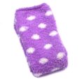 Coral Fleece Thigh High Socks 2 Pack- Dotted Pink & Purple Set