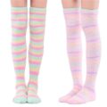 Coral Fleece Thigh High Socks 2 Pack- Ice Cream Set