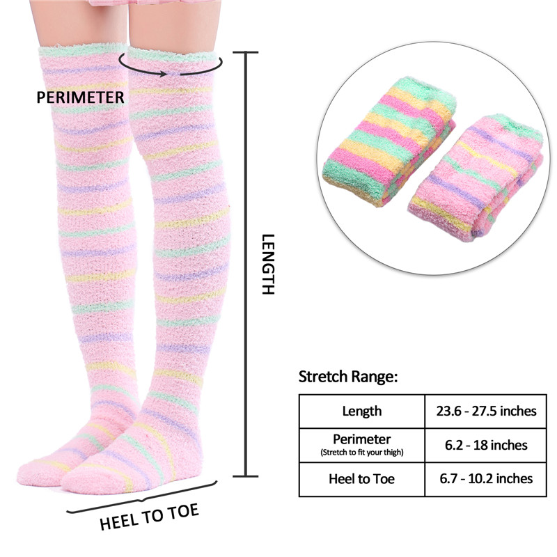 Coral Fleece Thigh High Socks 2 Pack- Ice Cream Set