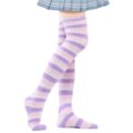 Coral Fleece Thigh High Socks 2 Pack- Striped Blue & Purple Set