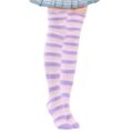 Coral Fleece Thigh High Socks 2 Pack- Striped Blue & Purple Set