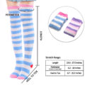 Coral Fleece Thigh High Socks 2 Pack- Striped Blue & Purple Set