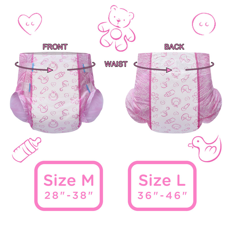 Nursery Pink Printed Adult Brief Diapers
