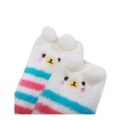 Cute Animal Coral Fleece Thigh High Socks 2 Pack- Owl & Colorful Bear