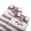 Cute Animal Coral Fleece Thigh High Socks 2 Pack- Owl & Colorful Bear