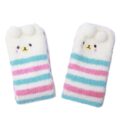 Cute Animal Coral Fleece Thigh High Socks 2 Pack- Owl & Colorful Bear