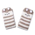 Cute Animal Coral Fleece Thigh High Socks 2 Pack- Owl & Colorful Bear