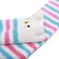 Cute Animal Coral Fleece Thigh High Socks 2 Pack- Owl & Colorful Bear