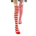 Cute Animal Coral Fleece Thigh High Socks 2 Pack- Santas & Deer