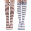 Cute Animal Coral Fleece Thigh High Socks 2 Pack- Chinchillas & Marmot