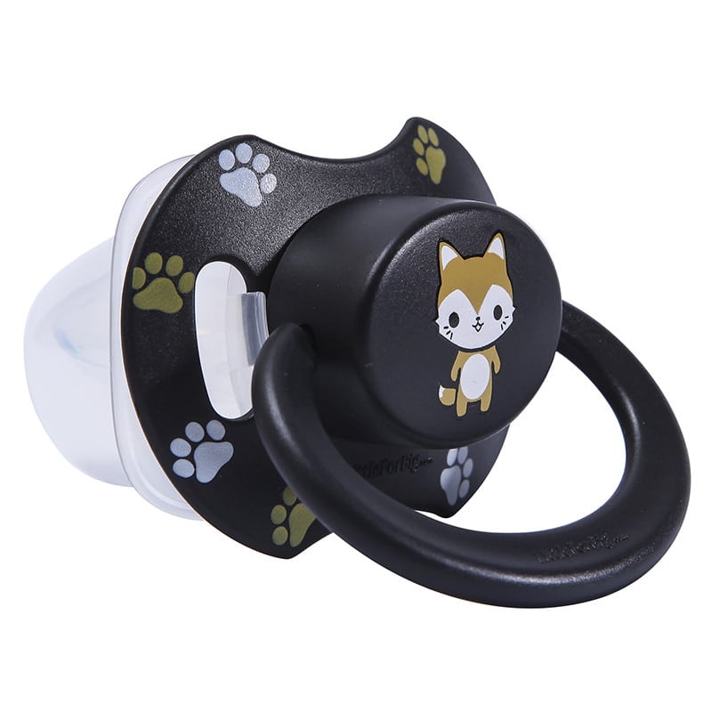 Teddy bear white & Fox Black Pacifier set