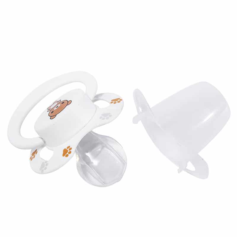 Teddy bear white & Fox Black Pacifier set