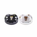 Teddy bear white & Fox Black Pacifier set