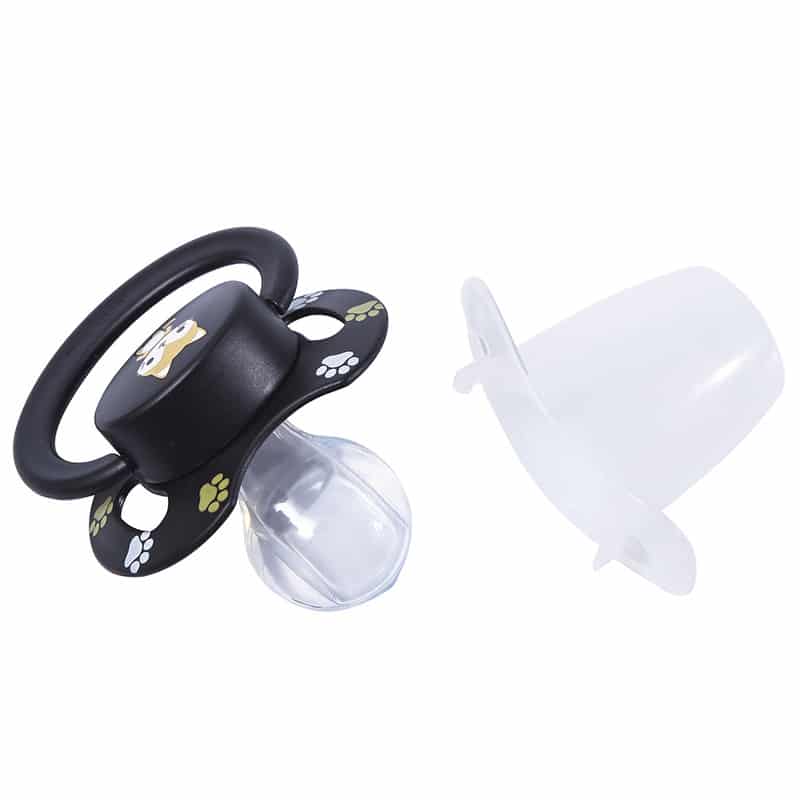 Teddy bear white & Fox Black Pacifier set