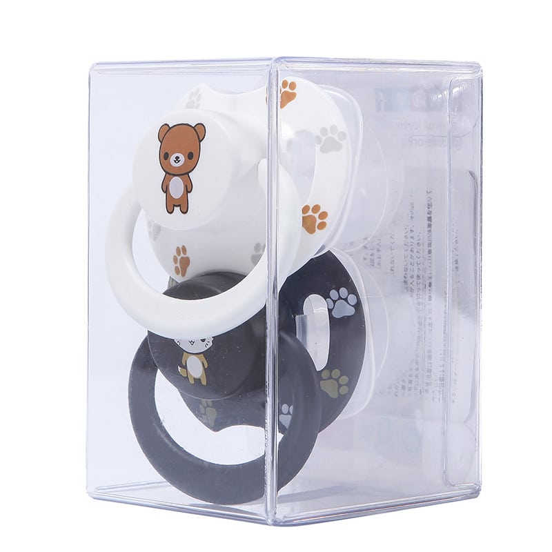 Teddy bear white & Fox Black Pacifier set