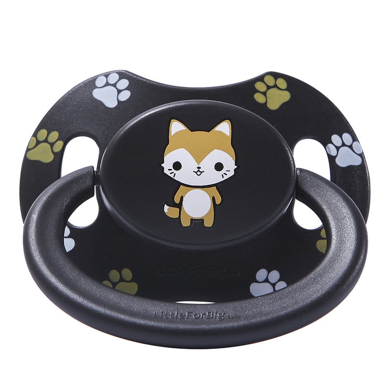 Teddy bear white & Fox Black Pacifier set