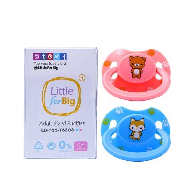 Teddy bear Pink & Fox Blue Pacifier set