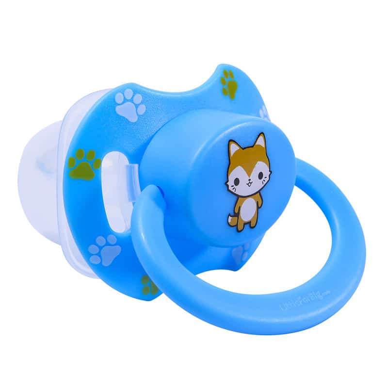 Teddy bear Pink & Fox Blue Pacifier set