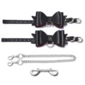 Prettybows Soft Lamb Leather Ankle Cuffs Set – Black/Red Leather & Silver Alloy