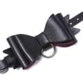 Prettybows Soft Lamb Leather Ankle Cuffs Set – Black/Red Leather & Silver Alloy