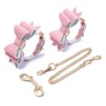 Prettybows Soft Lamb Leather Ankle Cuffs Set – Pink/White Leather & Golden Alloy