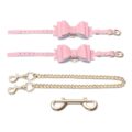 Prettybows Soft Lamb Leather Ankle Cuffs Set – Pink/White Leather & Golden Alloy