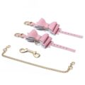 Prettybows Soft Lamb Leather Ankle Cuffs Set – Pink/White Leather & Golden Alloy